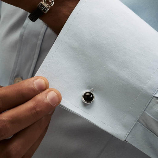 Cuff-links - Round Onyx - IKKU Jewelry