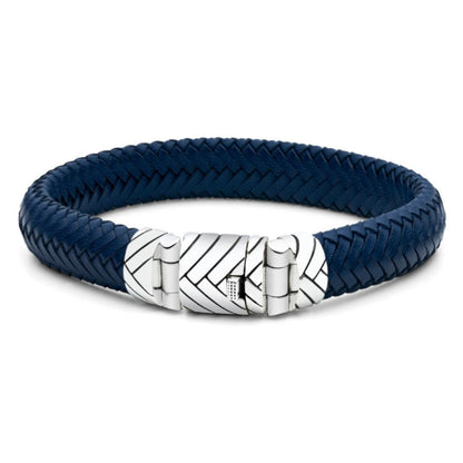 Blue Leather Bracelet - Box Lock - IKKU Jewelry
